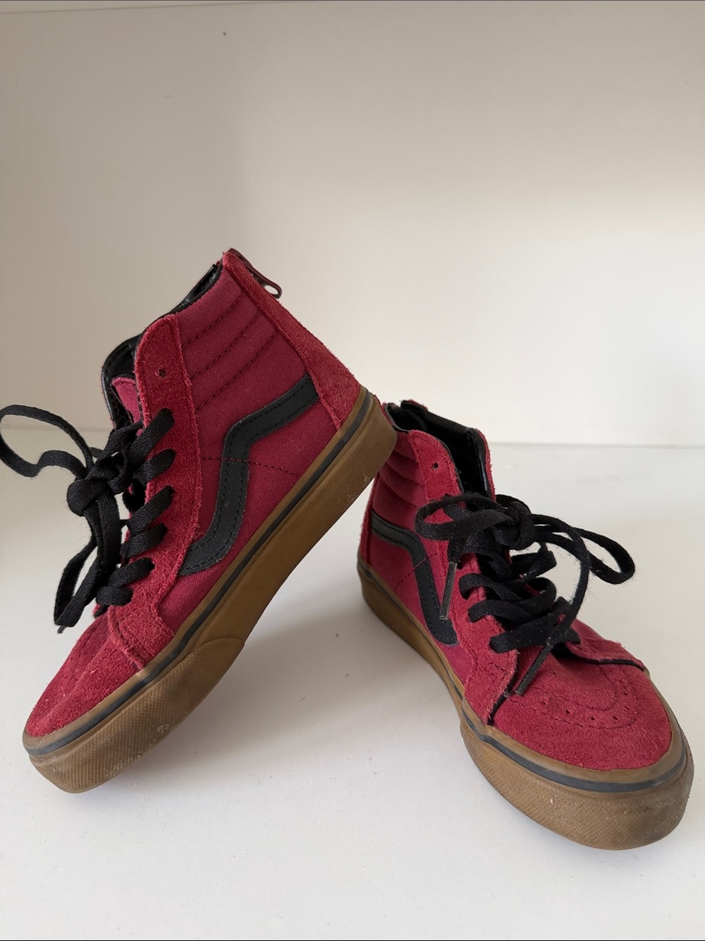 Vans Kids Red Suede High-Top Sneakers